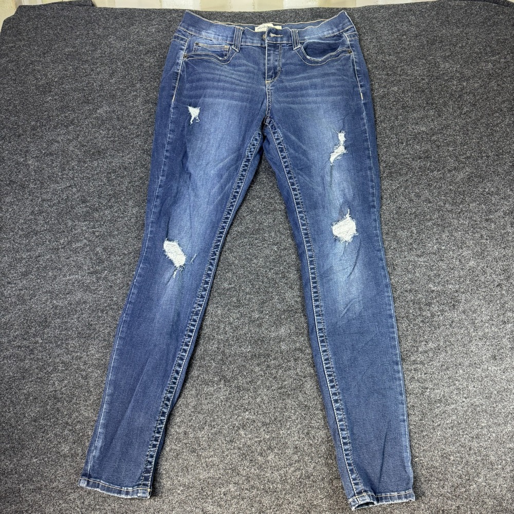 Mudd Flex Skinny Jeans Womens 9 Blue Whiskering Denim Cotton Casual Distressed